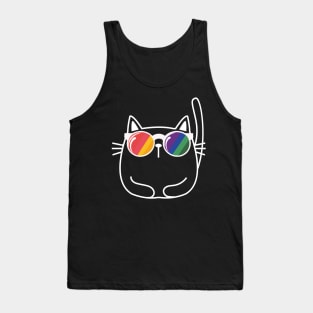 Cat Lover Pride Sunglasses Gay Pride LGBTQ+ Funny Tank Top